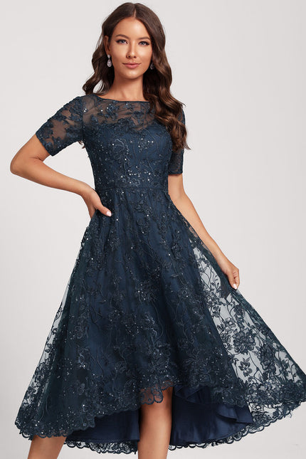 Robe Dentelle Pailletée Marine