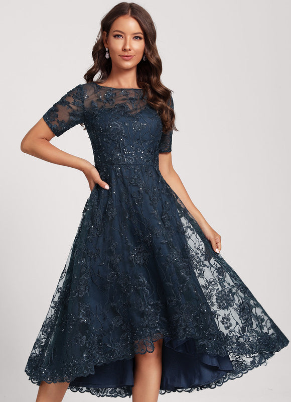 Robe Dentelle Pailletée Marine