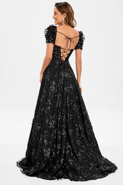 Robe Dentelle Noire Florale Élégante - gallery 5