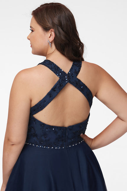 Robe Dentelle Tulle Navy - gallery 8