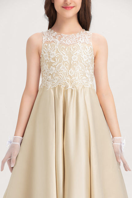 Robe Dentelle Satin Beige - gallery 6