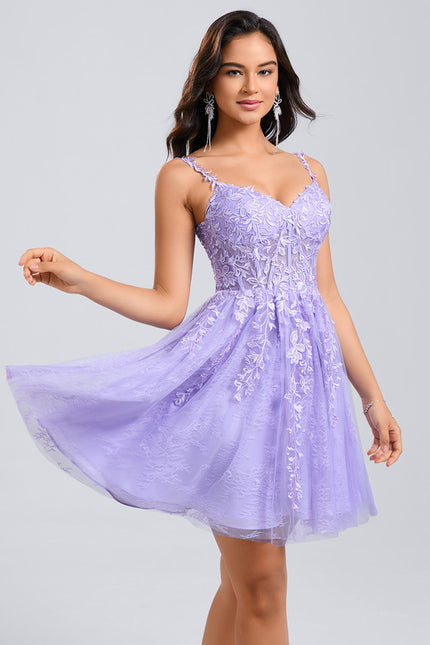 Robe Dentelle Courte Tulle Floral - gallery 2