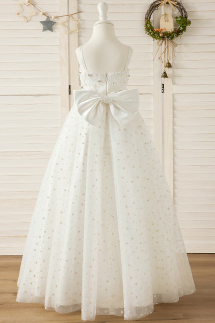 Robe Dentelle Enfant Nuptiale Perlée - gallery 1