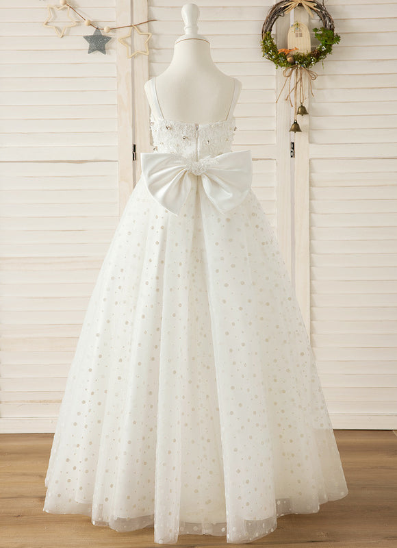 Robe Dentelle Enfant Nuptiale Perlée - gallery 1