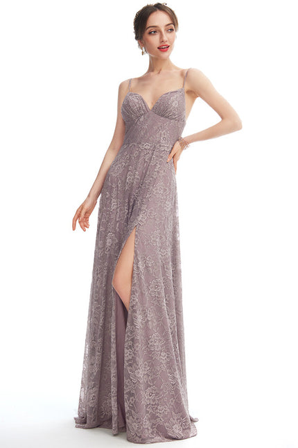 Robe Dentelle Longue Mauve Dentelle - gallery 3