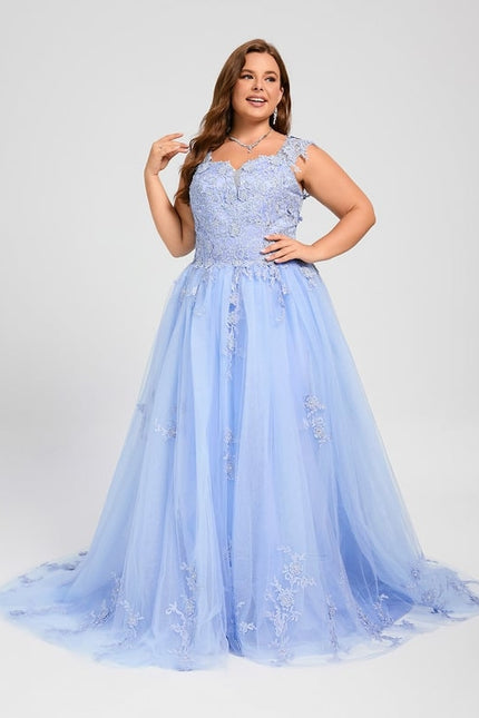 Robe Dentelle Bal Bleu Pastel - gallery 7