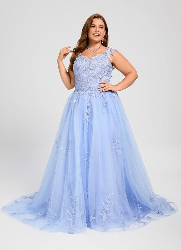 Robe Dentelle Bal Bleu Pastel - gallery 7