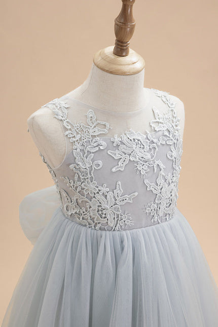 Robe Dentelle Tulle Bleu Clair - gallery 7
