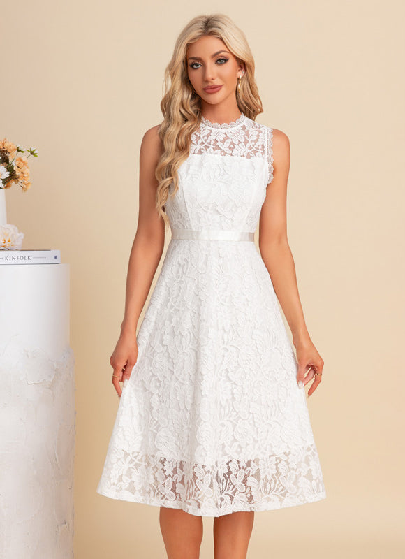 Robe Blanche Dentelle Romantique - gallery 5