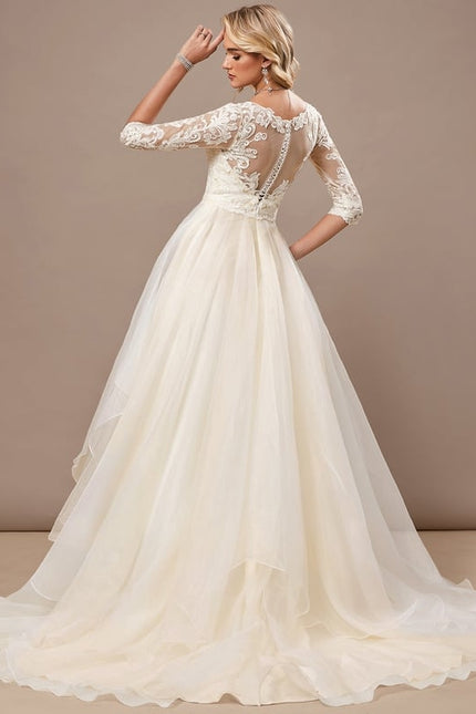 Robe De Mariee Dentelle Manche 3 4 - gallery 5