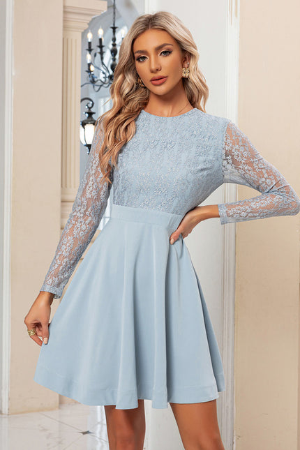 Robe Dentelle Bleue Élégante - gallery 4