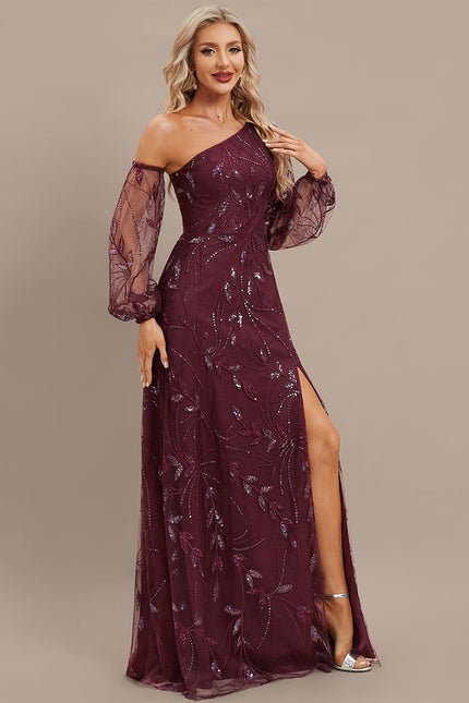 Robe Dentelle Bordeaux Pailletée - gallery 3