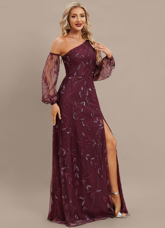 Robe Dentelle Bordeaux Pailletée - gallery 3