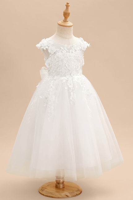 Robe Dentelle Enfant Blanche Florale - gallery 1