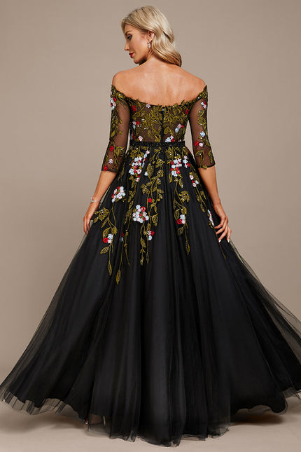 Robe Dentelle De Gala Florale - gallery 6