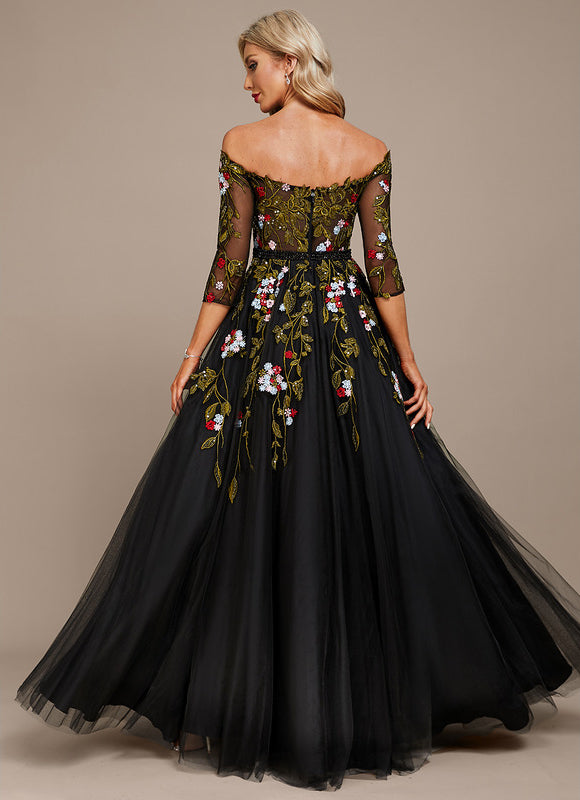 Robe Dentelle De Gala Florale - gallery 6