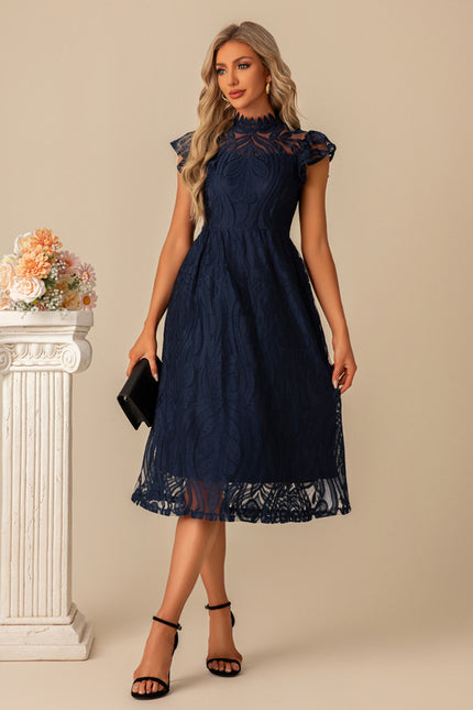 Robe Dentelle Dentelle Marine Élégante - gallery 6