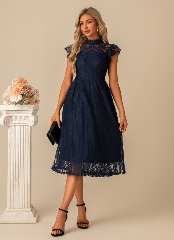 Robe Dentelle Dentelle Marine Élégante - gallery 6