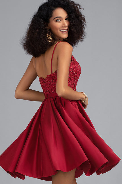 Robe Dentelle Cocktail Satinée - gallery 1