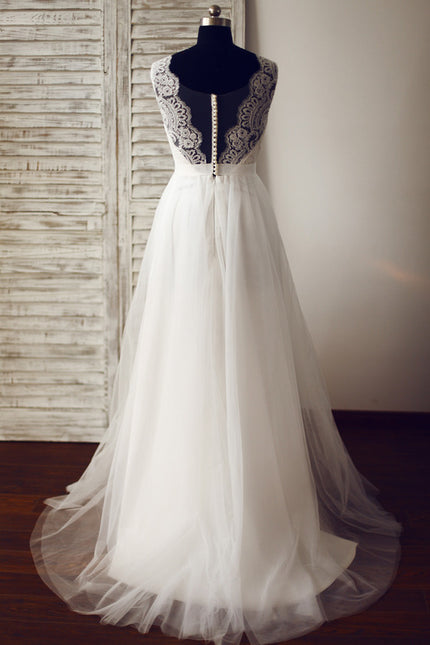 Robe Bustier Dentelle Et Voile - gallery 2