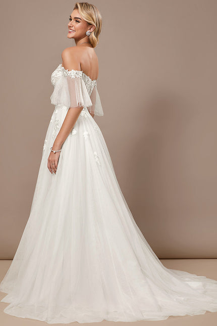 Robe Blanche Longue Dentelle Mariage - gallery 4