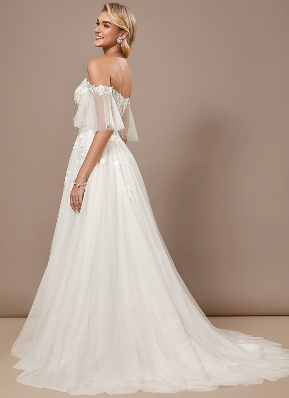 Robe Blanche Longue Dentelle Mariage - gallery 4