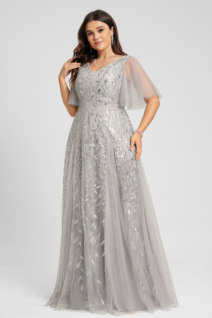 Robe Dentelle Vaporeuse Argentée - gallery 7