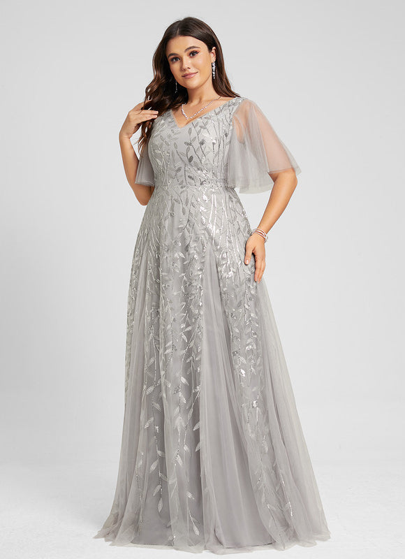 Robe Dentelle Vaporeuse Argentée - gallery 7