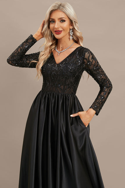 Robe Dentelle Noire Satinée - gallery 1