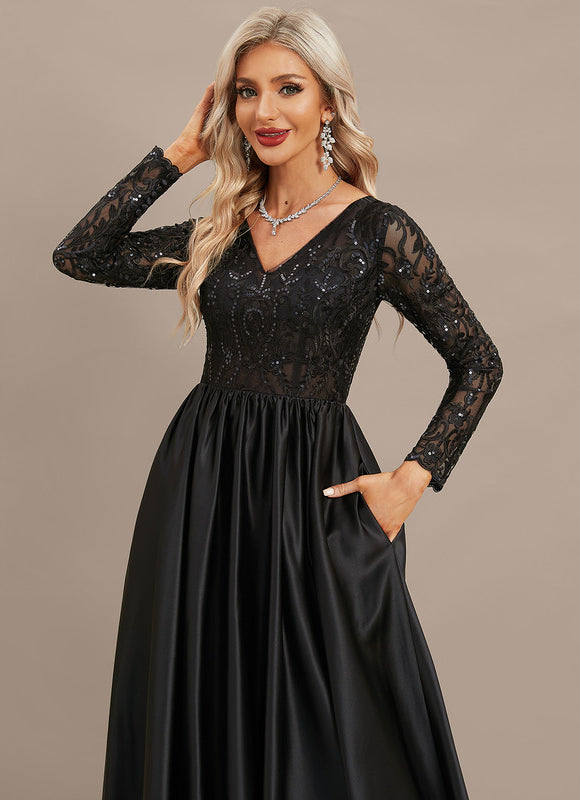 Robe Dentelle Noire Satinée - gallery 1