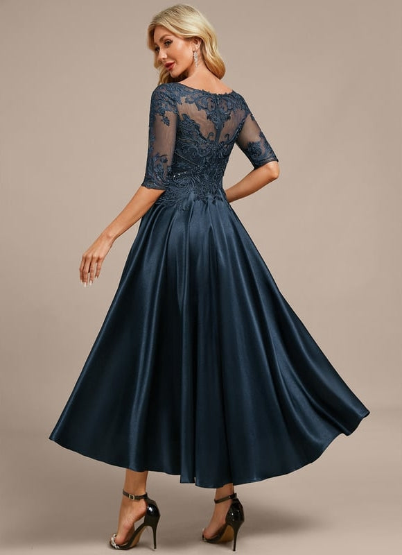 Robe Dentelle Élégante Marine - gallery 6