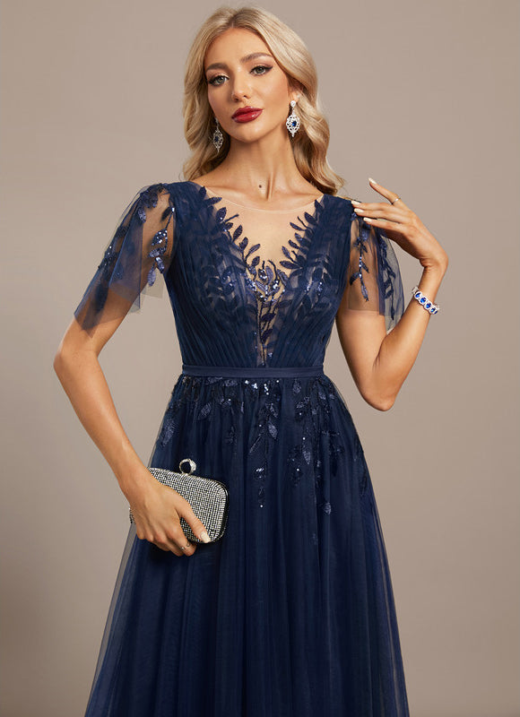 Robe Longue Dentelle Bordeaux - gallery 1