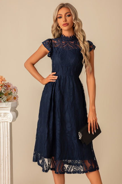Robe Dentelle Dentelle Marine Élégante - gallery 4