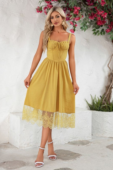 Robe Jaune En Dentelle - gallery 3