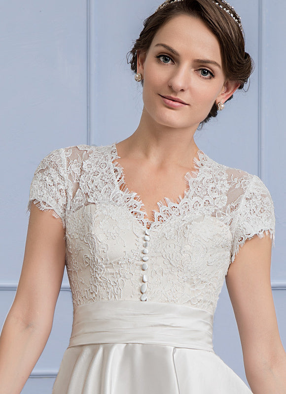 Robe Dentelle Satinée Écrue - gallery 4