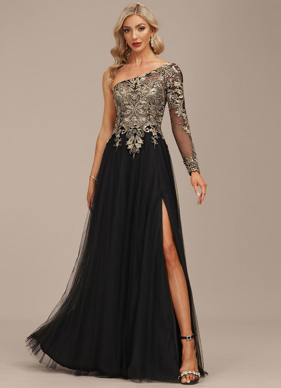 Robe Dentelle Tulle Asymétrique - gallery 4