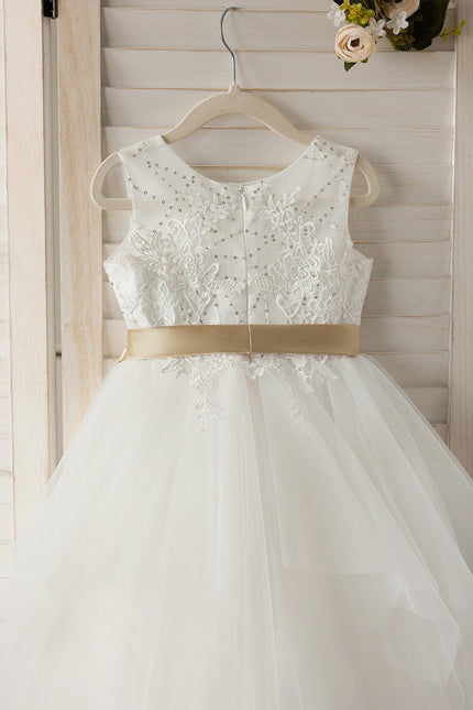 Robe Dentelle Tulle Ivoire Ornée - gallery 1