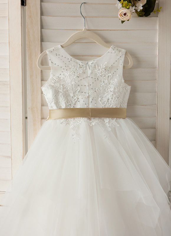 Robe Dentelle Tulle Ivoire Ornée - gallery 1