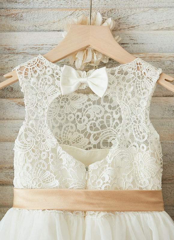 Robe Dentelle Enfant Écrue Satinée - gallery 7