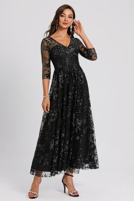 Robe Dentelle Étoilée Noire - gallery 3