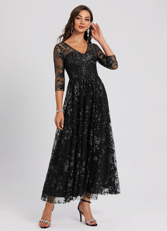 Robe Dentelle Étoilée Noire - gallery 3