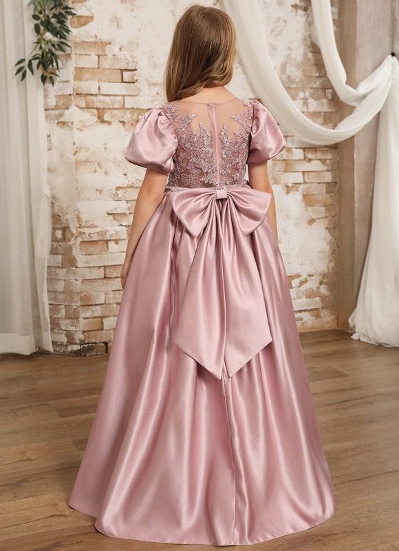 Robe Dentelle Satin Rose Élégante - gallery 4