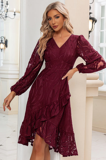Robe Dentelle Marine Volants Chic - gallery 6