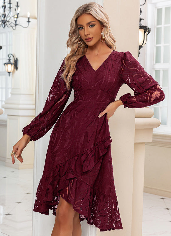 Robe Dentelle Marine Volants Chic - gallery 6