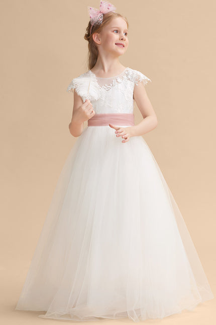 Robe Dentelle Enfant Satinée - gallery 1