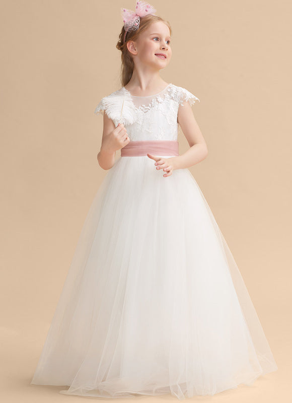 Robe Dentelle Enfant Satinée - gallery 1