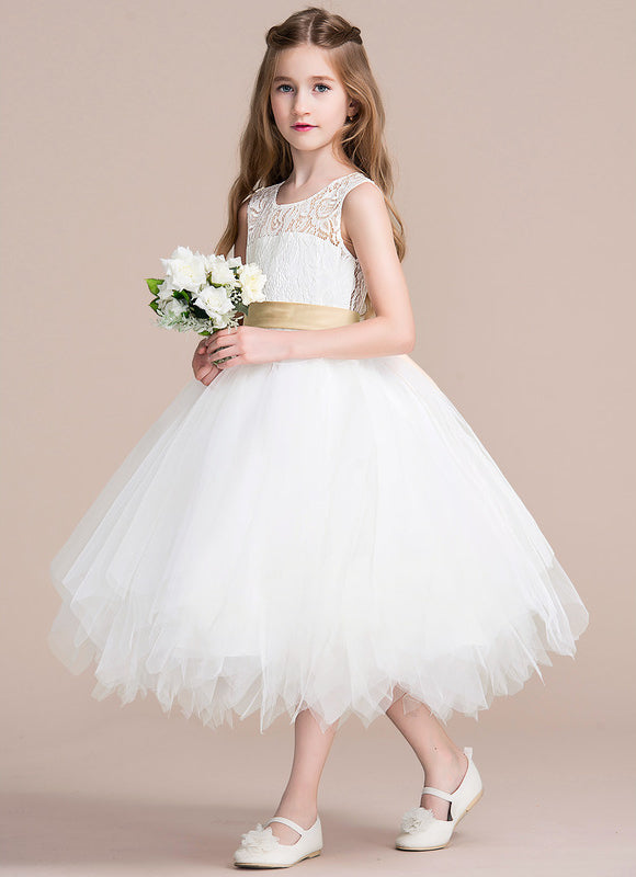 Robe Dentelle Enfant Blanche Florale - gallery 1