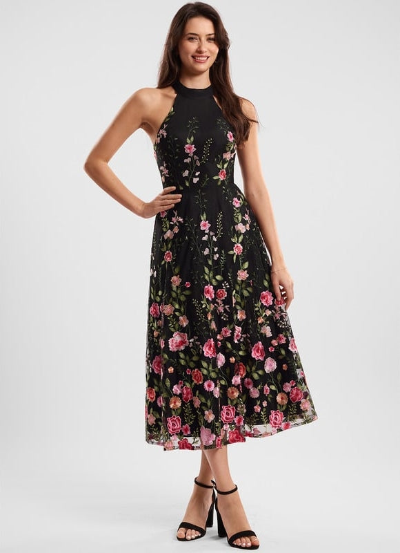 Robe Dentelle Cocktail Florale - gallery 1