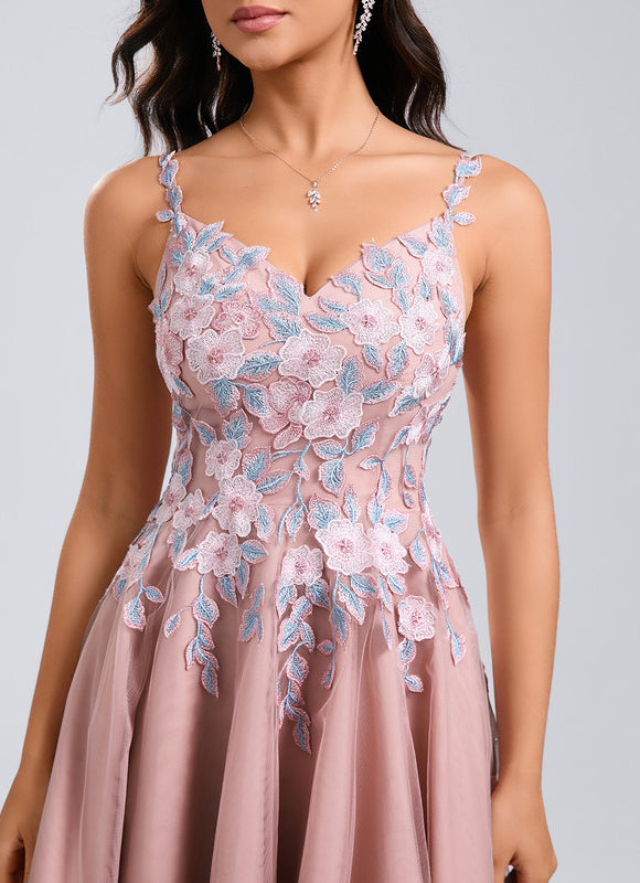 Robe Dentelle Courte Tulle Floral - gallery 7