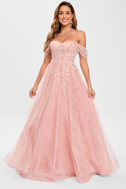 Robe Dentelle Tulle Rose - gallery 1
